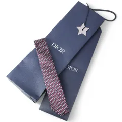 美品 DIOR HOMME ディオールオム CDロゴ ネクタイ レギュラータイ ネイビー レッド メンズ 古着 中古 USED