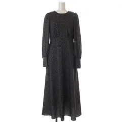N.Natural Beauty Basic N.ナチュラルビューティーベーシック 23AW フラワープリントワンピース 長袖 ロング S 黒 ブラック グレー /SY ■OS