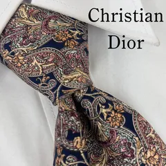 《美品》Christian Dior (クリスチャンディオール) シルクネクタイ 総柄 ペイズリー 黒 ベージュ ピンク レッド  薄緑
