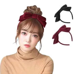 【人気商品】リボン lolita 髪飾り 可愛い ベロアリボンカチューシャ ヘアアクセサリー 手作り ヘアバンド 1個単品 (ワインレッド-Wine red)