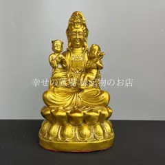 仏教美術　金彩柘植彫刻　慈母観音立像　仏像　置物　M　7076 Amazon｜木彫り仏像 慈母観音立像 22cm ツゲ製高級木彫り『安産