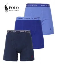 新品 未使用 並行輸入 POLO RALPH LAUREN ポロ ラルフローレン 下着 【3枚セット】CLASSIC FIT メンズ ロングボクサーパンツ rs71 【A】ブルーネイビー2セット
