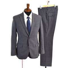 5TA041】美品 スーツカンパニー 2つボタン シングル スーツ 170cm-8Drop / YA4 / S グレー ストライプ 2パンツ ノータック 0606032【中古】【メンズビジネス】202501