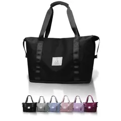 hichago ボストンバッグ 旅行バッグ 3WAY 撥水 拡張 大容量 軽量 キャリーオンバッグ メンズ レディース 修学旅行 アウトドア 機内持ち込み １泊 ２泊 (ブラック) 0