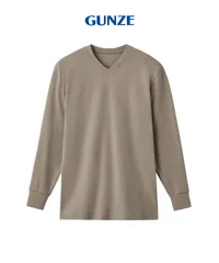 新品 未使用 GUNZE グンゼ HOT MAGIC ファイヤーアセドロン メンズ Vネック長袖インナー 517679【メール便】 Vベージュヘザー