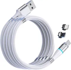 Magic Cable 互換品 互換品 360N マジックケーブル マグネット充電 3in1 360度 USB 白 1.0m MC360N1.0WH(a.360N白1.0m)