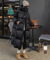 フード付きフェイクダウンコートレディース