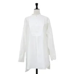 MACPHEE マカフィー シャツ ホワイト 白 サイズ:36(9号) / コットン モールスキン チュニック シャツ / 長袖 スタンドネック ボザム ギャザー / トップス ブラウス 羽織り / 日本製【レディース】【中古】