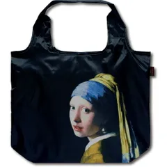 バッグ 名画クーラーエコバッグ（フェルメール「青いターバンの少女」）  折り畳み 保冷 軽量 内ポケット マチ付 大容量 ファスナー付 ギフト 肩掛け 軽い ゴムバンド プレゼント かばん ショルダー 買い物 バッグ ショッピングバッグ 贈り物 Lサイズ