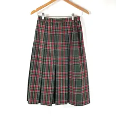 ロックエーベン LOCHAVON スカート チェック柄 プリーツ ウール100％ スコットランド製 裏地付き 赤 緑系 10サイズ 924877