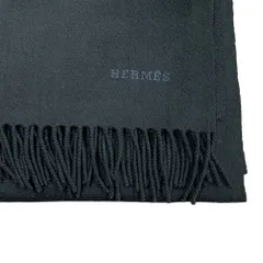[極美品] HERMES ブラック　カシミヤ ストール　フリンジ レディス, スカーフ、ショール＆マフラー, カシミアストール