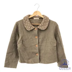 ☆美品☆ トップス ジャケット ボタン 襟丸み 花柄 長袖 レディース ブラウン 901-12341 送料無料 古着