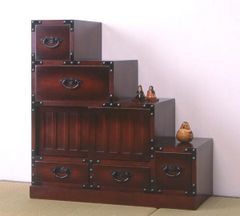 5025【階段箪笥】民芸家具 和箪笥 和家具 飾り棚 両面収納 昭和レトロ