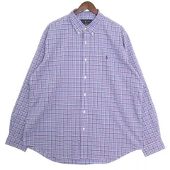 ラルフローレン 長袖ボタンダウンシャツ チェック柄 メンズUS-XXL ブルー ネイビー レッド系 hsc-0081n
