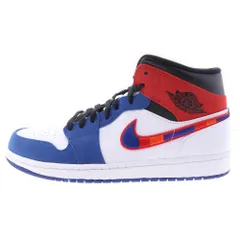 NIKE (ナイキ) AIR JORDAN 1 MID WHITE/BLUE/RED ナイキ エアジョーダン ミッドカットスニーカー ホワイト/ブルー/レッド US10/28cm 852542‐146