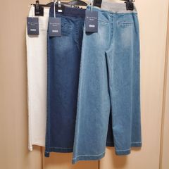 超人気‼️2025新品タグ付き　ISKO Blue Fronce denim 　デニムジンズ　ストレッチ　ワイドパンツ　ウェストゴムリブ仕様