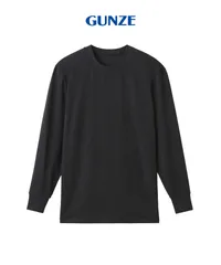 新品 未使用 GUNZE グンゼ HOT MAGIC ファイヤーアセドロン メンズ Vネック長袖インナー 517679【メール便】 Cブラック