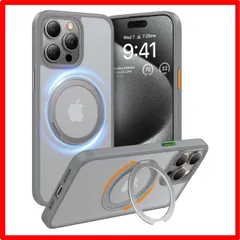 【セール中】 iPhone 15 Pro 用_チタングレー TORRAS iPhone 15 Pro 用 ケース【多機能360度回転スタンド】縦横両対応 Hal