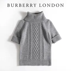 537t*美品 バーバリーロンドン ウール タートルネック ロゴ刺繍 ニット