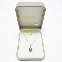 琉球真珠 黒蝶真珠 パール ペンダント ダイヤ 0.01ct K14WG×SILVER925 ブラックパール サイズ95mm ネックレス レディース アクセサリー D200LF ★3842