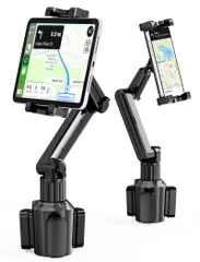 ★即日発送★【令和7年新登場】TOPGO 車載タブレットカップホルダー ドリンクホルダー 伸縮アーム iPad 車用スタンド スイッチ固定 360度回転 取り付け簡単 安定して揺れない 1529センチのタブレットやスマートフォンに対応