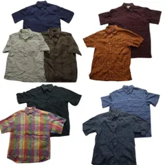 古着卸 まとめ売り チェック柄 半袖シャツ 9枚セット (メンズ M ) ボタンダウン ボックスカット ラウンドカット 中古 古着 MZ8352