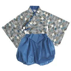 【新品】 [SLINX] ベビー服 袴 ロンパース 着物 和装 女の子 男の子 フォーマル 赤ちゃん お宮参り 百日祝 初節句 和服ロンパース カバーオール 出産祝い ベビー袴 HF021 (80, ブルーウサギ) 1