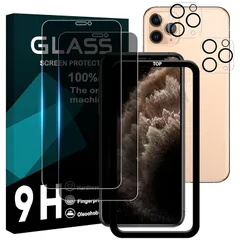 対応 iPhone11 Pro Max ガラスフイルム 覗き見防止 【2+2枚セット AGC旭硝子 ガイド枠付き 】iPhone 11 pro max フイルム のぞき見防止 (2枚) + レンズフィルム (2枚) アイフォン11プロマックス 液晶 保護フ 0