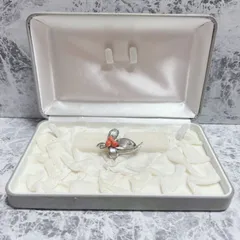 ブローチ　シルバー　Silver　珊瑚　サンゴ　フラワー　ヴィンテージ　アンティーク　EL-1524