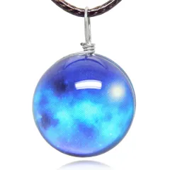 再入荷★大人気★在庫限り 星空 宇宙 シンプル ガラス玉 夜光 天体 ネックレス レディース メンズ ペンダント 蓄光 アクセサリー プレゼント スターダスト６
