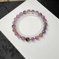 レア EU製 ★スーパーセブン★パワーストーン ブレスレット 天然石 綺麗 お守り 7.7-8.3mm ZB8990