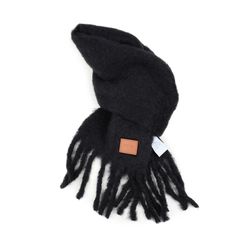 LOEWE ロエベ ブラック ロゴウールモヘアマフラー FSA6SS1X05 1100