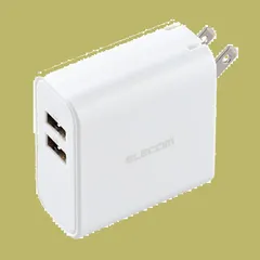 【特価商品】エレコム 充電器 USB コンセント 合計24W 2ポート USB-A 折りたたみ式プラグ 2台同時充電 おまかせ充電対応 【 iPhone SE3/15/14/13/Android 各種対応】 ホワイト EC-AC03WH