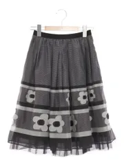 エムズグレイシー 627135 スカート 38 ブラック フラワーモチーフ チュール IT2R6VW231F7