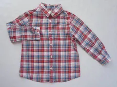ボンポワン ボンポアン bonpoint アウトレット 子供服 男の子 3歳 約 95cm ベビー服 長袖 シャツ チェック 赤 春 夏 ★3 トップス ボーイズ 男児 キッズ ベビー 【中古】 ユーズド リサイクル こども