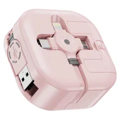 【数量限定】3イン1充電ケーブル ASICEN 巻き取り ライトニングケーブル 4.5A [MFi認証取得] 急速充電 電話スタンド付き Lightning/USB-C/マイクロUSB 格納式ケーブル iPhone 16/15/14 Pro MaxシャープAQ