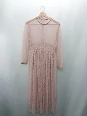◇ ⊂Φ merlot plus メルロープラス シアー素材　水玉模様 長袖 マキシ ワンピース サイズM ピンク系 レディース E  【1410100068883】のサムネイル