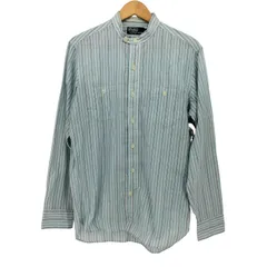 ポロバイラルフローレン Polo by RALPH LAUREN 90s マチ付 織柄 チンストラップ ストライプ バンドカラーワークシャツ メンズ import：M 