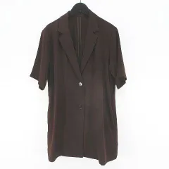 ハレ HARE セットアップ パンツスーツ 上下 半袖 ロング丈 シングルジャケット ロング丈 パンツ F 茶系 ブラウン ジップフライ ポケットのサムネイル