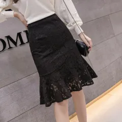 ☆ ブラック ☆ Sサイズ ☆ マーメイドスカート ミディ丈 マーメイドスカート レース 膝丈 レディース マーメイド スカート レーススカート レディーススカート タイトスカート タイト ひざ丈 膝下丈 ミディ丈 総レース 華やか エレガント きれいめ