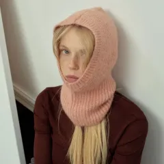 アルパカ 毛 ブレンド バラクラバ ニット 帽子 2 種