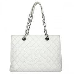 シャネル ハンドバッグ レディース GST マトラッセ チェーントートバッグ ココマーク 肩掛け かばん 鞄 CHANEL A50995 キャビアスキン ホワイト 白 シルバー金具【中古品】