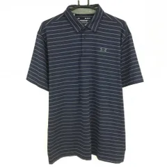 ★特価★【新品】アンダーアーマー 半袖ポロシャツ ネイビー×グレー ボーダー メンズ LG/G/G ゴルフウェア UNDER ARMOUR