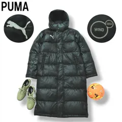 【極暖】 プーマ PUMA ダウン ベンチ コート ジャンパー ウィンドブレーカー ロング丈 フード 着脱可 M ブラック スポーツ ウェア メンズ