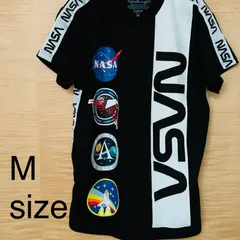 US古着 ナサNASA ロゴ ミッションワッペンイラスト アメリカ航空宇宙局 半袖tシャツ黒M