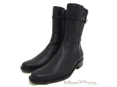 ■新品■未使用■ Max Mara マックスマーラ レザー ショートブーツ 表記サイズ 37 1/2 (約24.5cm) 靴 シューズ ブラック系 FH8710のサムネイル