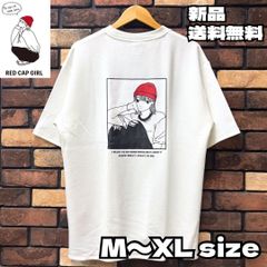 【RED CAP GIRL ポンチバックプリント半袖Tシャツ】レッドキャップガール ルーズサイズ ゆったり クルーネック ユニセックス メンズ レディース 男女兼用 ペアルック ストリート カジュアル  RE25SU13 ホワイト 新品未使用 送料込み