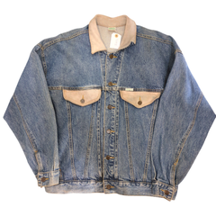 90s GUESS 切り替えレザー デニムジャケット Gジャン