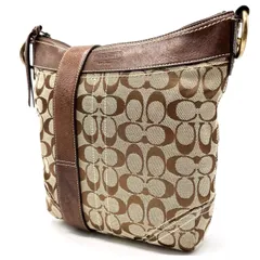 ✨良品✨ COACH コーチ ワンショルダーバッグ トートバッグ シグネチャー 総柄 ロゴ型押し ゴールド金具 肩掛け 斜め掛け キャンバス レザー レディース ベージュ 肌色 ブラウン 茶色