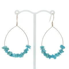 K10YG イエローゴールド ピアス ターコイズ トルコ石 雫 ドロップ フープ フック ラフカット さざれ石【新品仕上済】【zz】【中古】